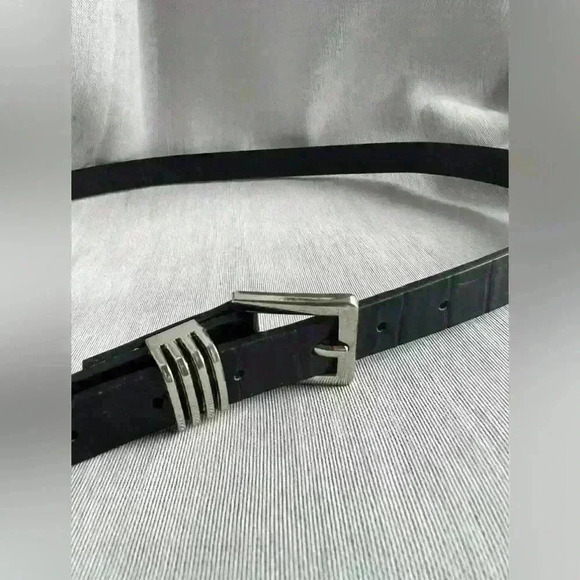 Anne Klein Women’s Synthetic Leather Black Snakeskin Pattern  Belt Medium - Picture 4 of 13